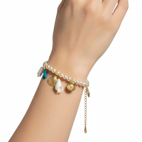 Deniz Kabuğu ve İncili Bileklik