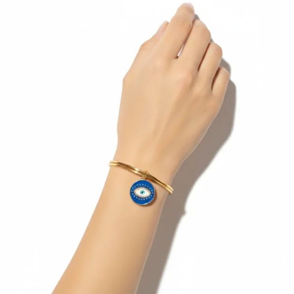 Nazar Boncuklu Gold Kelepçe Bileklik