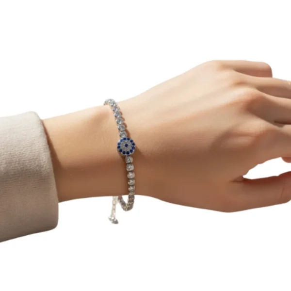 Tekli Nazar Gözlü Gümüş Renk Bileklik