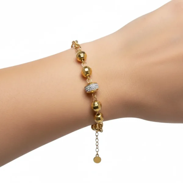 Taşlı Silindir ve Top Boncuklu Bileklik