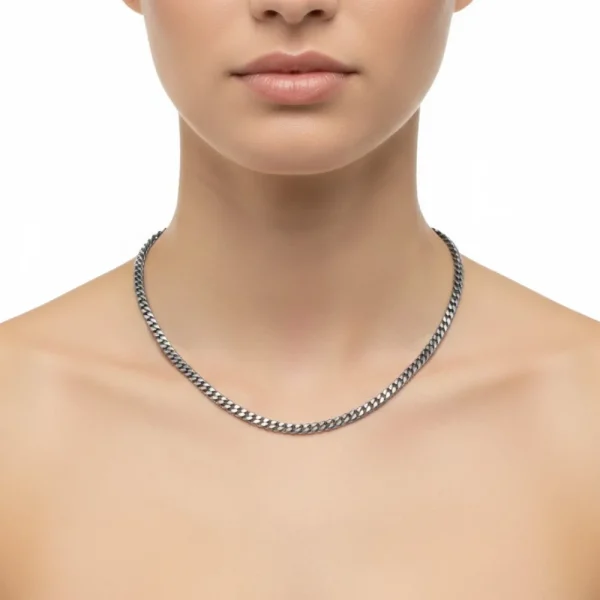 Klasik Gümüş Renk Çelik Zincir Kolye