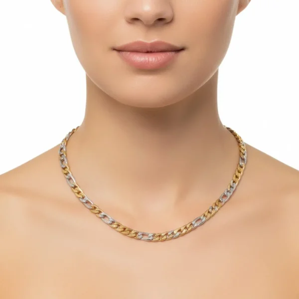 Gold ve Gümüş Karışık Zincir Kolye