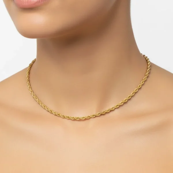 Gold Halat Zincir Çelik Kolye