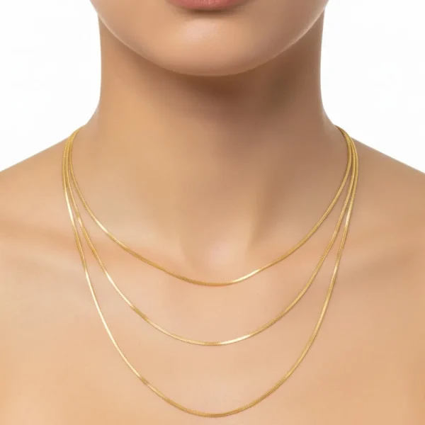 Üçlü Gold İnce Yılan Zincir Seti