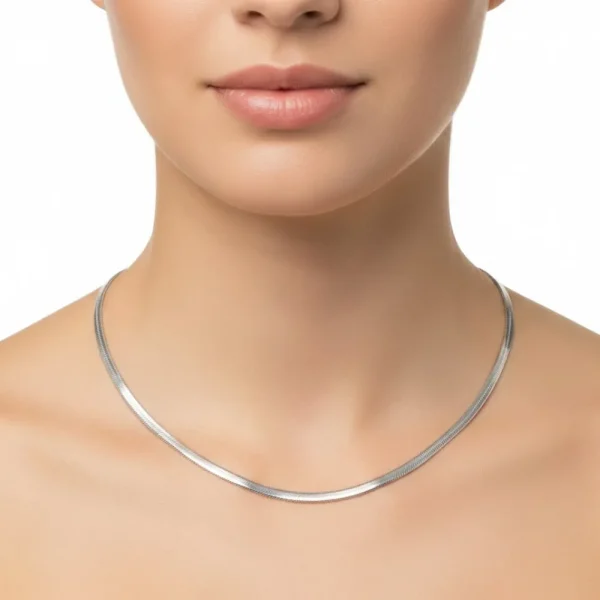 Gümüş Renk İtalyan Ezme Zincir Kolye