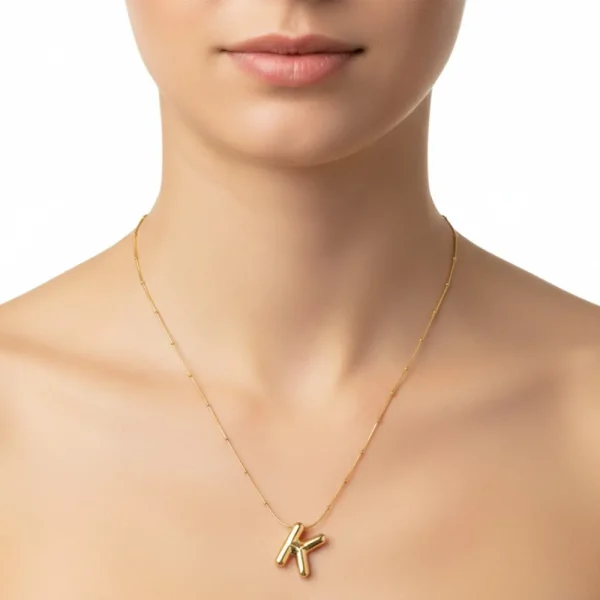 Gold Balon Tasarım K Harfi Kolye